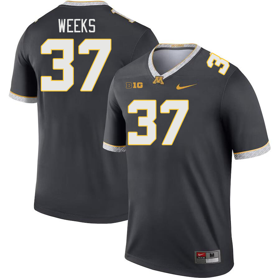 Men #37 Brady Weeks Minnesota Golden Gophers College Football Jerseys Stitched-Charcoal - Click Image to Close